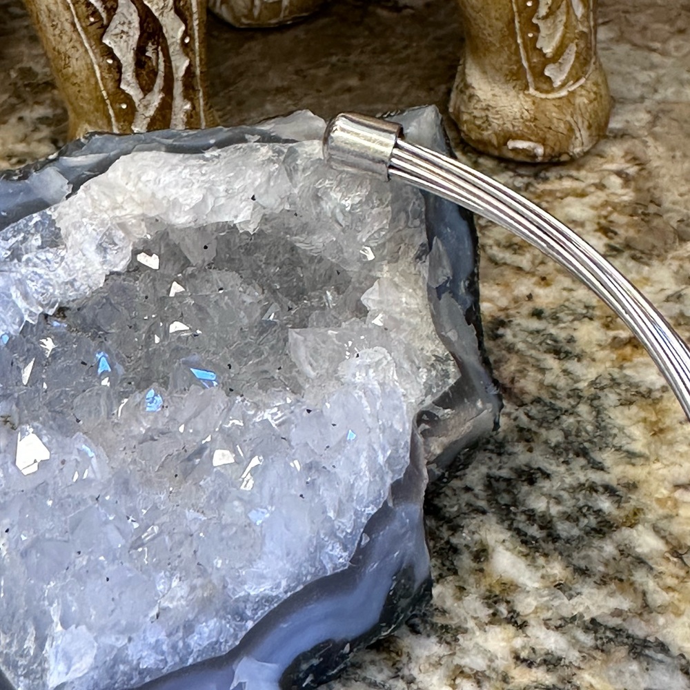 Huge Silver Glass Titanium Puff Heart Choker Necklace - Picture 8 of 12